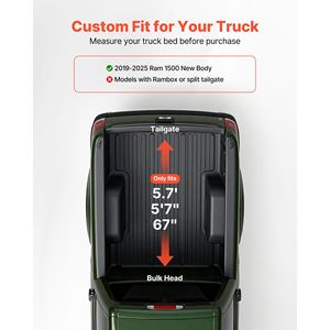 Copertura Morbida Avvolgibile per Cassone Ram 1500 2019-2025 da 5,7 Piedi, Compatibile con Modelli F-250 e Steed - Product Image 2