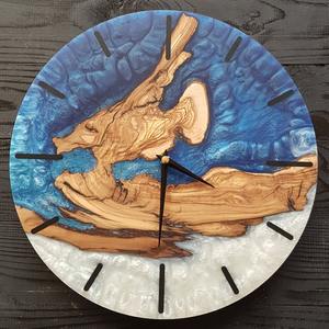 Reloj de pared de resina y madera de olivo hecho a medida, reloj de pared de epoxi y madera de olivo hecho a pedido, regalo para el hogar, reloj de pared de madera rústica. - Product Image 3