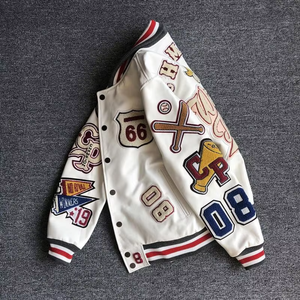 Chaqueta Varsity de Cuero Genuino de Alta Calidad para Hombre, Personalizable al por Mayor, con Mangas Estilo Letterman, Diseño de Béisbol - Product Image 5