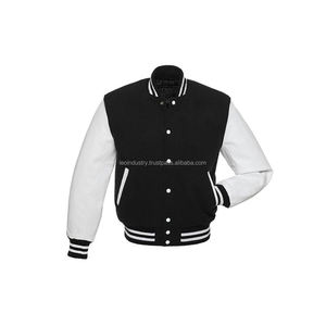 Veste de baseball vintage pour hommes, avec manches en cuir, chaîne, broderie chenille - Product Image 1