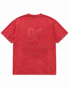 Camisetas de hombre con bordado distressed, estampado Happy Human, de peso pesado, estilo vintage lavado - Product Image 2