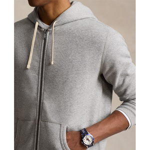 Light Grey Melange <b>Zip</b>-<b>Up</b> Hoodie Men Full Sleeve Hooded Sweatshirt Cotton Knitted Solid Color Autumn Wear - Product Image 6