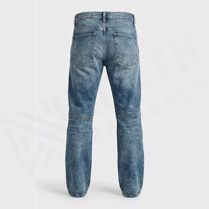 Jean en denim délavé coupe droite pour homme, taille haute, coupe régulière, en coton, style décontracté, pantalon d'automne - Product Image 2