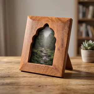 Carved Arch <b>Wooden</b> Photo <b>Frame</b> Rustic Decorative Picture <b>Frame</b> for Table Wall Bedroom Living Room Shelf Home Office Decor - Product Image 3