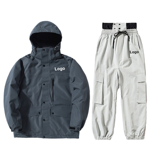 Ensemble veste et pantalon de ski imperméable unisexe, coupe-vent, à capuche, avec logo - Product Image 2
