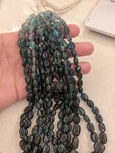 Cuentas Ovaladas Lisas de Turmalina Verde Natural de 4x7mm, Hilo de 16 Pulgadas, Gemas AAA para Fabricación de Joyería - Product Image 3