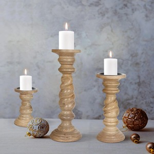 Ensemble de porte-bougies en bois, design torsadé, décoration de Noël pour la maison, durable - Product Image 5