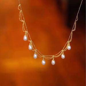 Collier de style dentelle rétro de haute qualité, tempérament polyvalent, lumière intense, perles d'eau douce naturelles impeccables, produit haut de gamme - Product Image 3