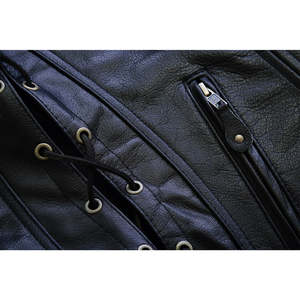 Gilet de motard en cuir PU pour homme de bonne qualité, taille ajustable, couleur unie, sans col, style automne, vente en gros - Product Image 5
