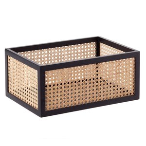 Rattan <b>Basket</b> as Modern <b>Rectangle</b> Wood <b>Storage</b> <b>Basket</b> With Handles For Neatening Multi Purpose Use Rattan made - Product Image 2