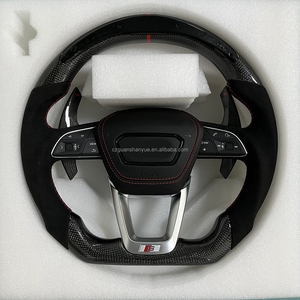 Volante in Vera Pelle e Fibra di Carbonio per <span class=keywords><strong>Audi</strong></span> R8 Q5 Q5 2019 <span class=keywords><strong>Rs6</strong></span> C7 A5 A5 2013 A3 8y 8v A6 2017 Tt 8n 2016 2015 S5 Scarico - Product Image 4