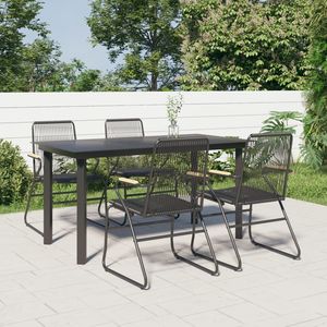 Set da Pranzo da Giardino Nero per 4 Persone, Struttura in Metallo Resistente alle Intemperie, Arredamento da Esterno dal Design Contemporaneo - Product Image 1