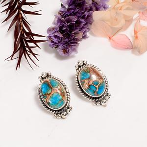 Blue Sea Sediment Jasper <b>Stud</b> <b>Earrings</b>, 925 Sterling <b>Silver</b> Vintage Boho <b>Earrings</b>, Natural Gemstone Jewelry Gift for Her - Product Image 5