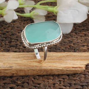 Anillo de Plata de Ley 925 con Turquesa Natural Engastada en Bisel, Hecho a Mano, con Piedra Preciosa, para Mujer, Joyería de Fiesta, Piedra de Nacimiento de Marzo - Product Image 5