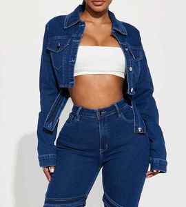 Hot Sale Blue Denim Jacket Women Short Jean Jacket Denim Button up <b>Coat</b> Oversize Denim Jacket for <b>Ladies</b> OEM Serviced - Product Image 5