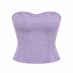 Blusas y Camisas de Mujer Tallas Grandes de Mezclilla Desgastada con Corsé de Rosetas, Transpirables, a Bajo Precio, con Servicio OEM - Product Image 2