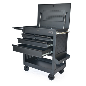 Matte Black Powder Coated Steel 4 Drawer Utility Cart Family keywords: for Garage Workshop Storage Use - Product Image 3