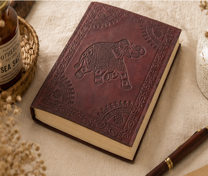 Wholesale Handmade Embossed <b>Elephant</b> Design Hardcover Leather Writing Slip Pad-<b>Gift</b> Option - Product Image 1