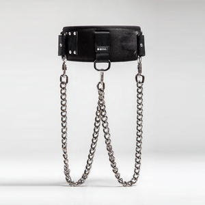 Workout Trainer Weightlifting Dip Belt With <b>Chain</b> Protective <b>Waist</b> Support Belts Power-lifting Leather Dip Belt With <b>Chain</b> - Product Image 2