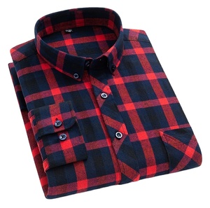 Chemise en flanelle à carreaux vertes pour homme, manches longues, col rabattu, décontractée, 100% coton, respirante, brossée, douce - Product Image 2