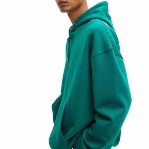 Sweat-shirt à capuche vert émeraude pour homme, coupe ample, en molleton de coton, décontracté, avec poche avant, pour l'automne - Product Image 6