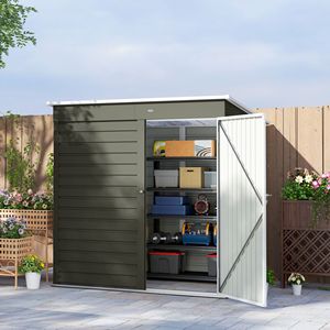 Casetta da Giardino in Metallo Grigio Chiaro 6FT X 4FT con Porta Lucchettabile e Telaio in Plastica, Soluzione di Stoccaggio per Giardino, Patio e Cortile - Product Image 2