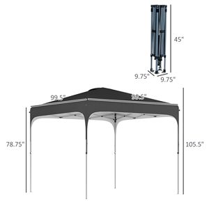 8FT X 8FT Pop up <b>Canopy</b> <b>Tent</b> Adjustable Height Foldable Gazebo with Carry Bag Wheels 4 Leg Weight Bags Gardening Accessory - Product Image 3