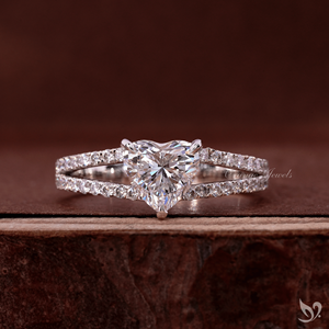 แหวนเพชรแล็บ 1 กะรัต ดีไซน์หรูหรา ประดับเพชรแบบ Dual Pave วงแหวนแยกส่วน ทองคำขาว 10K รับรองโดย IGI แหวนขอแต่งงาน - Product Image 1