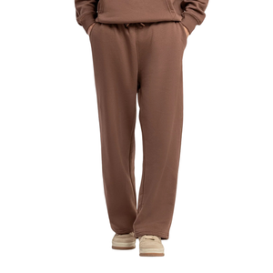 Conjunto de dos piezas de chándal de forro polar para hombre, sudadera con capucha y bolsillo canguro, pantalones de pierna recta con dobladillo abierto y cintura elástica, estilo relajado para invierno - Product Image 4