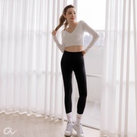 Pantalones de Yoga Negros Sólidos de Cintura Alta Elástica, Hechos en Taiwán, OEM ODM, para Adultos y Adolescentes, Tejido Elástico en Cuatro Direcciones, Ecológico, Largo hasta el Tobillo