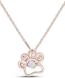 Colgante de Diamante Cultivado en Laboratorio con Diseño de Huella de Pata para Mujer, Oro 10K 14K 18K, Plata 925 935, Joyería Fina - Product Image 3