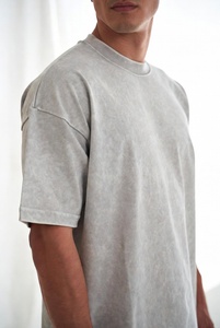 T-shirt vintage pour homme en coton délavé à l'acide, style streetwear rétro, col rond, manches courtes, effet vieilli, couleur minérale, vente en gros - Product Image 6