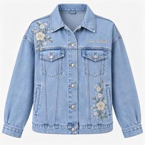 Chaqueta Vaquera Personalizada de Alta Calidad para Mujer, Estilo Casual, Color Rosa y Negro, Tejido Vaquero Teñido, Larga, Transpirable, con Relleno de Algodón - Product Image 6