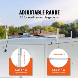 Portapacchi da Tetto per Furgone in Lega di Alluminio, Capacità 400 LBS, Modello Regolabile da 51 Pollici - Product Image 2
