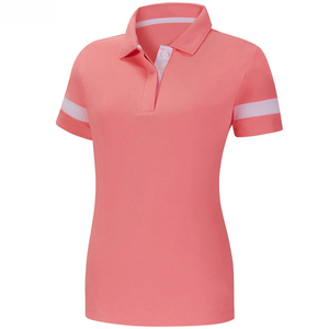 เสื้อโปโลผู้หญิงสีตามสั่ง เสื้อกอล์ฟถักเนื้อผ้าระบายอากาศสำหรับผู้ใหญ่และเด็กผู้หญิง ดีไซน์สั่งทำได้ ราคาถูก - Product Image 5