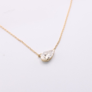 Elegante Collar con Colgante Solitario de Diamante Cultivado en Laboratorio, Corte Pera, Engaste Oeste-Oeste, Oro, Minimalista, Regalo de Boda, Cadena de Cable para Mujer - Product Image 5