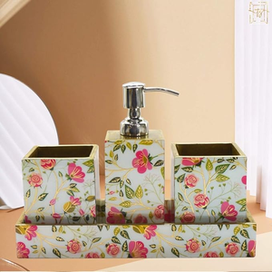 Hot selling resin bathroom <b>set</b> by NEHA ENTERPRISES elegant handmade washroom accessories for hotel home spa decor - Product Image 6