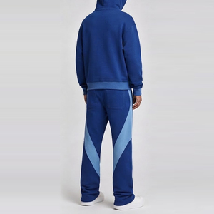 High Quality Fleece Two Piece Men Tracksuits Set In Low Price Solid Color Custom Made Men Slim Fit <b>Distressed</b> Tracksuits Sets - Product Image 2