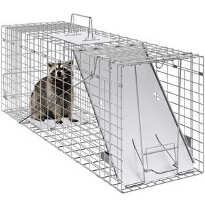 32 "X 10" X 12 "Piège à animaux pliant en fer galvanisé sans cruauté Cage pour animaux capturant des lapins chats errants écureuils - Product Image 1