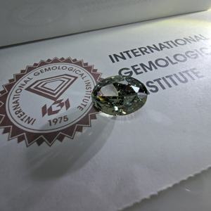 Diamante Cultivado en Laboratorio, Verde Intenso, Corte Brillante Modificado Ovalado de 11 Quilates, Certificado por IGI, VS1, Diamante Suelto - Product Image 3