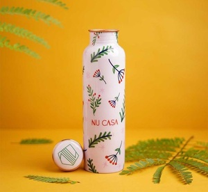 Bouteille d'eau en cuivre imprimée à la main, étanche, gourde en métal pur pour le yoga, la gym, les activités de plein air, le fitness, les voyages, vaisselle durable - Product Image 1