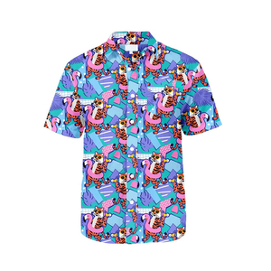 Men's Black Short Sleeve Casual <b>Shirt</b> With Cartoon Dinosaur Print Regular Fit Digital Printed <b>Polyester</b> Woven Fabric - Product Image 3