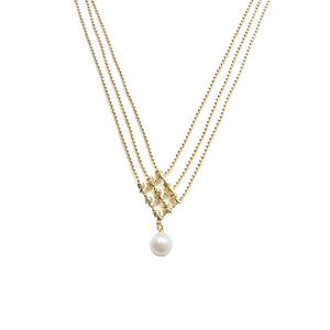 Collier de style rétro français plaqué or 14 carats, perle d'eau douce de haute qualité, tempérament simple, lumière intense, accessoire de cou de niche - Product Image 5