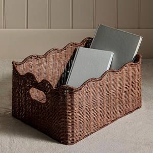 Hot Trending Brown Rattan Scalloped Edge Woven <b>Basket</b> Handmade For <b>Nursery</b> & Home Decoration <b>Basket</b> From Vietnam Supplier - Product Image 1