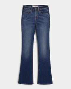Jean en denim coupe bootcut taille mi-haute pour femme, délavé, style vintage, décontracté, longueur intégrale, 100 % coton, tissu respirant - Product Image 3