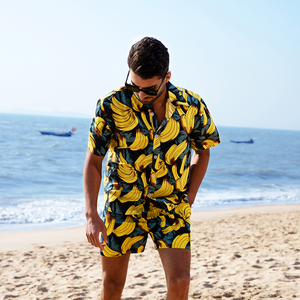 Ensemble chemise à manches courtes imprimée florale pour homme, style hawaïen décontracté d'été, col rabattu, tenue respirante en polyester tissé - Product Image 4