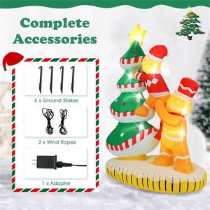 Albero di Natale Gonfiabile Impermeabile IP44 da 2,1 m con Omino di Pan di Zenzero, Decorazione Esterna Autogonfiabile per Giardino con 7 Luci LED - Product Image 6