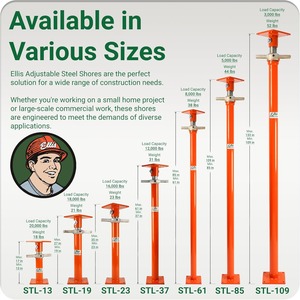 Gato de Construcción de Acero - Gato de Tornillo Ajustable para Nivelación de Suelos, Vigas y Hormigón - Capacidad de Carga de 12,000 lb Ajustable - Product Image 6