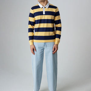 Polo de rugby pour homme, logo personnalisé, coton lourd, manches longues, style classique Old Money, directement de l'usine, décontracté, respirant - Product Image 1