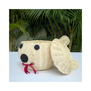 Handwoven Bear-shaped Round Organizer Eco-friendly Decorative Box for Stationery Makeup and Accessories - Product Image 5